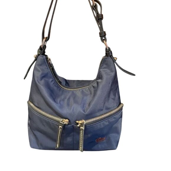 Dooney & Bourke Handbags - Dooney & Bourke Navy Nylon Shoulder Bag Pink Interior Medium Size